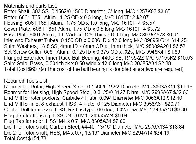 Turbine 3 SD Parts